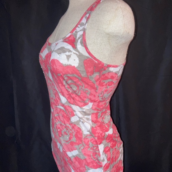 INC International Concepts Coral Racerback Tank Top Abstract Flowered Jeweled - Picture 6 of 9